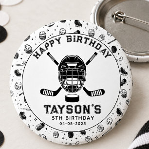 Chapa Redonda De 2,5 Cm Es hora del partido Cumpleaños número 5 de Hockey