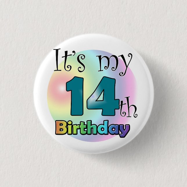 Chapa Redonda De 2,5 Cm Es mi cumpleaños número 14 (Anverso)