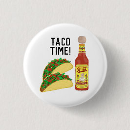 Chapa Redonda De 2,5 Cm ES TIEMPO DE TACO lindo tacos ilustracion de salsa