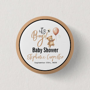 Chapa Redonda De 2,5 Cm ¡Es un niño! Cute Teddy Bear Baby Shower