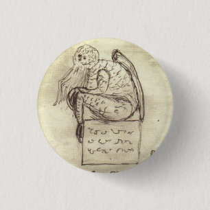 Chapa Redonda De 2,5 Cm Esbozo de Cthulhu por Lovecraft