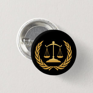 Chapa Redonda De 2,5 Cm Escalas de justicia   Ley   Abogado - Black & Gold