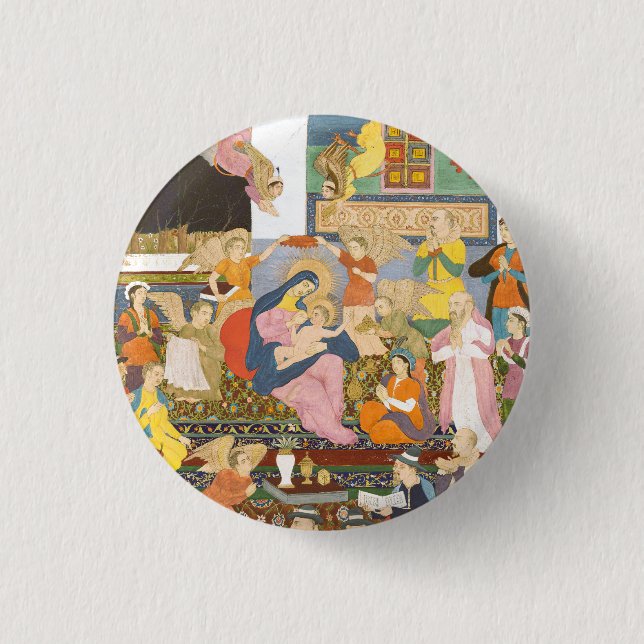 Chapa Redonda De 2,5 Cm Escena de la natividad al estilo indio (Anverso)