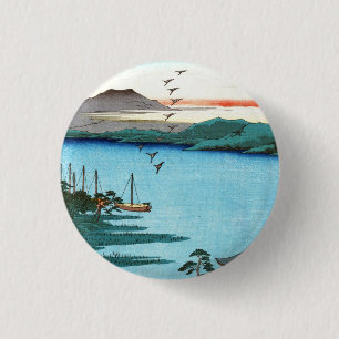 Chapa Redonda De 2,5 Cm Escena de paisajes marinos ukiyo-e vintaneses de G