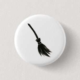 Chapa Redonda De 2,5 Cm Escoba de Bruja Minimalista – Diseño de Pincel de