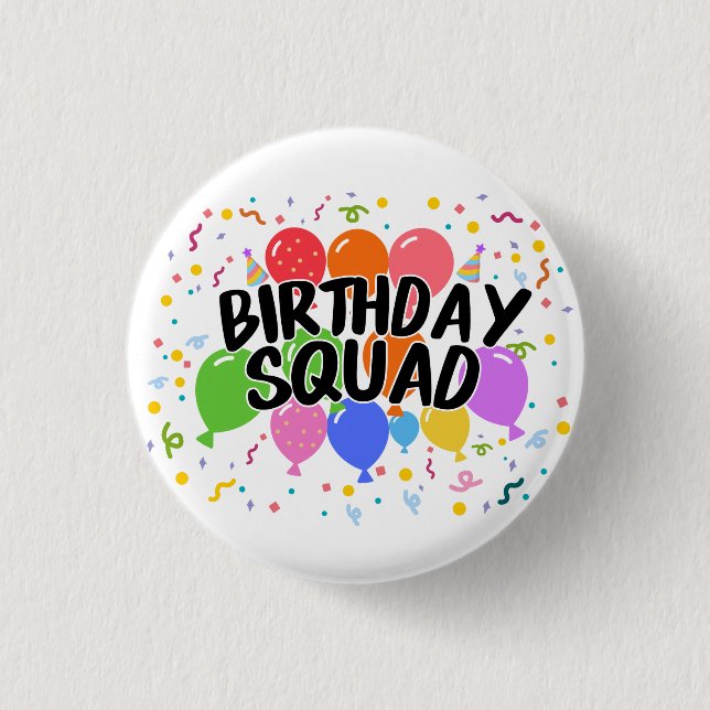 Chapa Redonda De 2,5 Cm Escuadrón de Cumpleaños (Anverso)