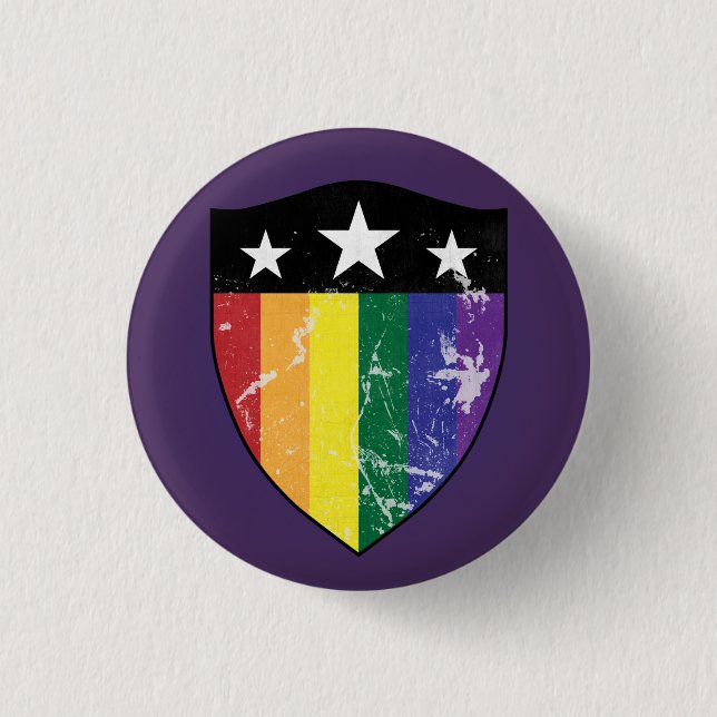 Chapa Redonda De 2,5 Cm Escudo 01 (LGBTQIA) del defensor (Anverso)