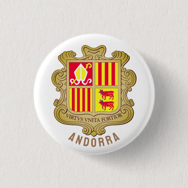 Chapa Redonda De 2,5 Cm Escudo de armas de Andorra (Anverso)
