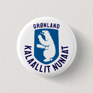 Chapa Redonda De 2,5 Cm Escudo de armas de Groenlandia - nombres añadidos