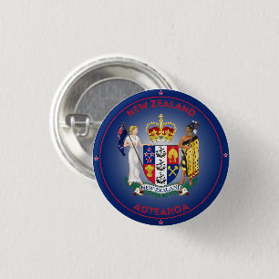 Chapa Redonda De 2,5 Cm Escudo de armas de Nueva Zelanda en forma circular