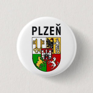 Chapa Redonda De 2,5 Cm Escudo de Armas de Plzeň, República Checa
