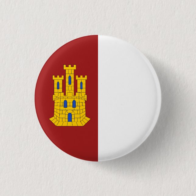 Chapa Redonda De 2,5 Cm Escudo de Castilla La Mancha - España (Anverso)