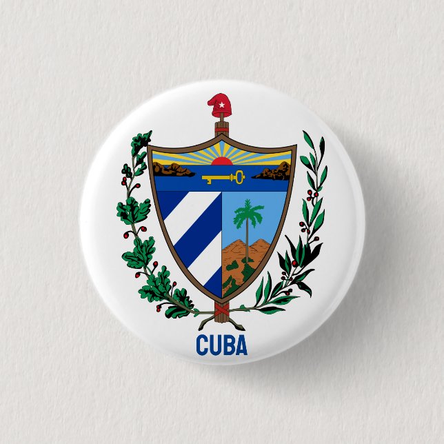 Chapa Redonda De 2,5 Cm Escudo de Cuba (Anverso)