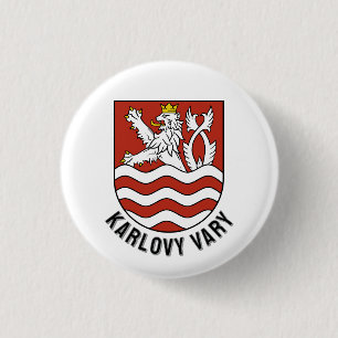 Chapa Redonda De 2,5 Cm Escudo de Karlovy Vary, República Checa