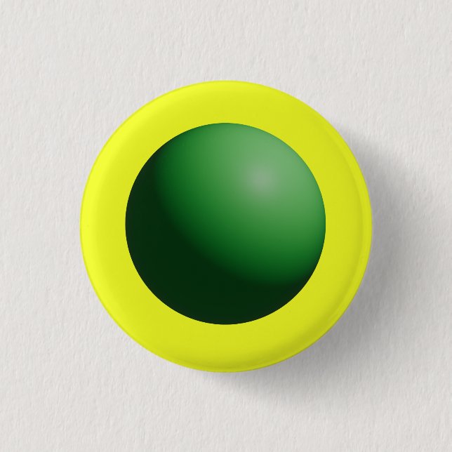 Chapa Redonda De 2,5 Cm Esfera Verde sobre Amarillo (Anverso)