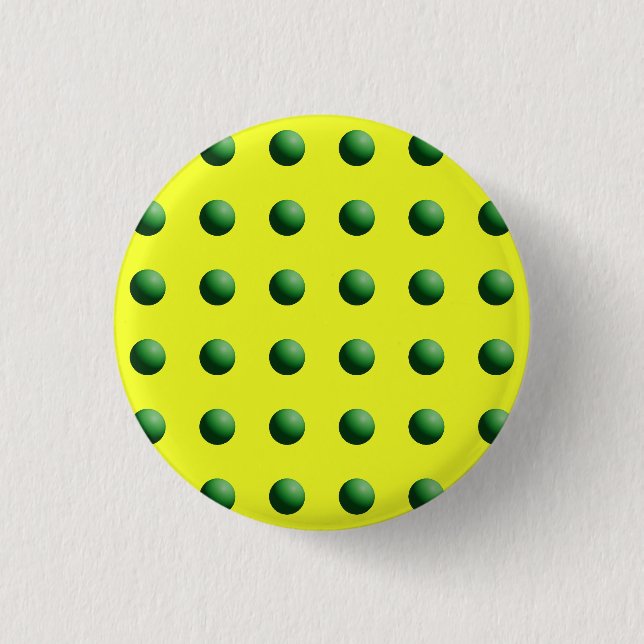 Chapa Redonda De 2,5 Cm Esferas Verdes sobre Amarillo (Anverso)