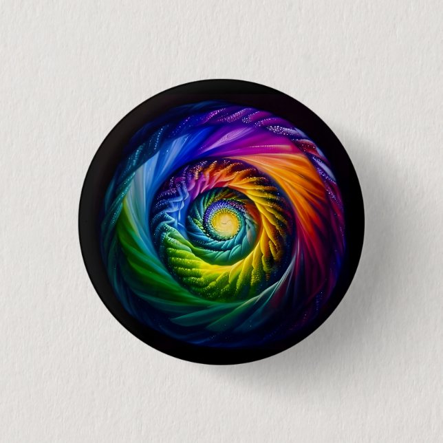Chapa Redonda De 2,5 Cm Espiral arcoiris hacia fuera (Anverso)