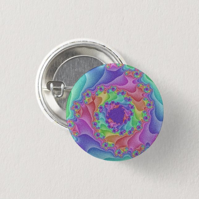 Chapa Redonda De 2,5 Cm Espiral arcoiris pastel (Anverso y reverso)