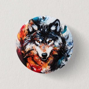 Chapa Redonda De 2,5 Cm Espíritu salvaje abstracto del lobo