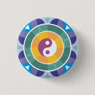 Chapa Redonda De 2,5 Cm Espiritualidad de Yin yang este mandala buena suer