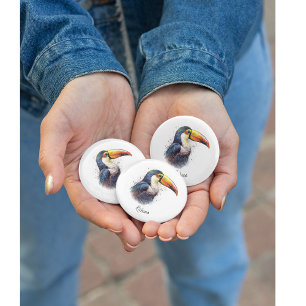 Chapa Redonda De 2,5 Cm Esplendor Tropical Toucan, Personalizado