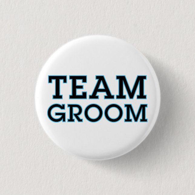 Chapa Redonda De 2,5 Cm Esquema azul de Team Groom (Anverso)