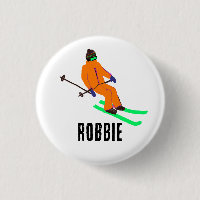Esquí Naranja retro de nombre personalizado