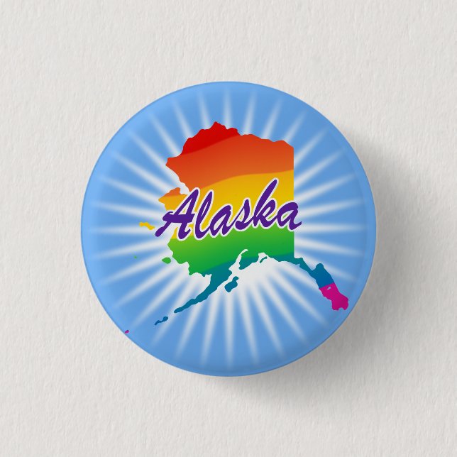 Chapa Redonda De 2,5 Cm Estado Arcoiris De Alaska (Anverso)