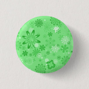 Chapa Redonda De 2,5 Cm Estampado de flores verde romántico