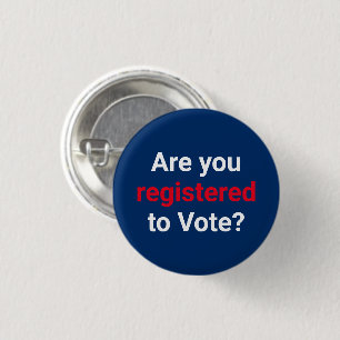 Chapa Redonda De 2,5 Cm ¿Estás registrado para votar? azul marino blanco r