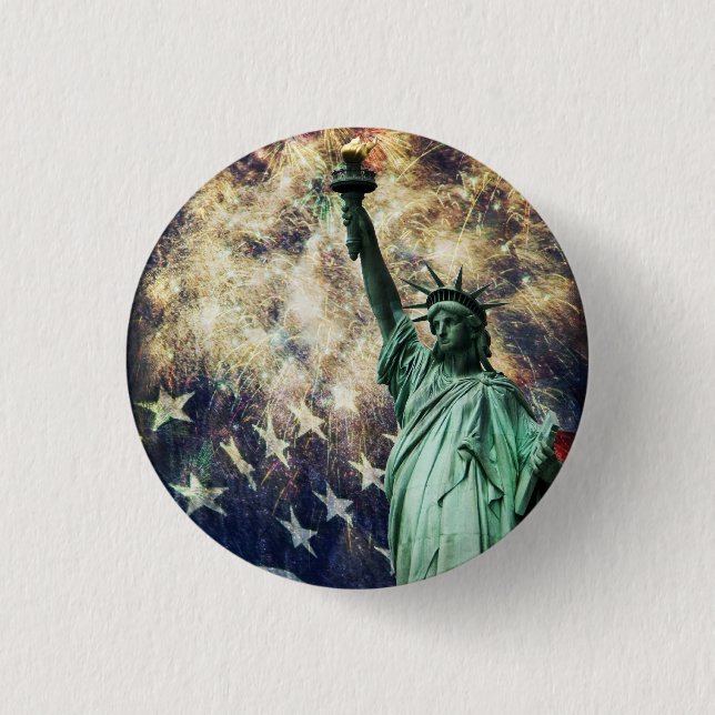 Chapa Redonda De 2,5 Cm Estatua de la Libertad (Anverso)