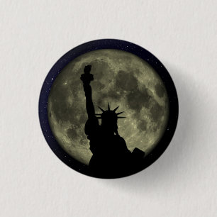 Chapa Redonda De 2,5 Cm Estatua de la libertad - Luna