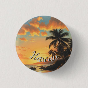 Chapa Redonda De 2,5 Cm Estilo vintage hawaiano viaje costa mar atardecer