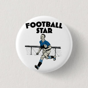 Chapa Redonda De 2,5 Cm Estrella del Fútbol