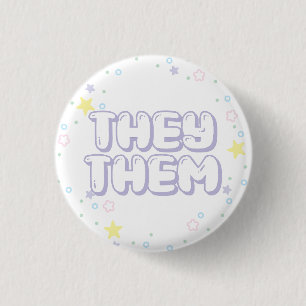 Chapa Redonda De 2,5 Cm Estrella Pastel Confetti Ellos Pronouns