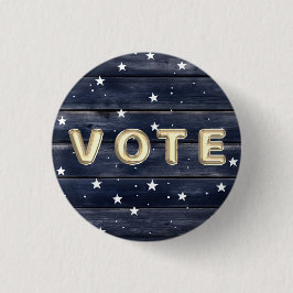Chapa Redonda De 2,5 Cm Estrellas de Madera Azul Rústica Vota