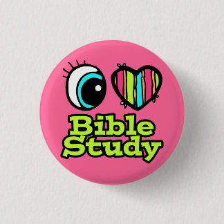 Chapa Redonda De 2,5 Cm Estudio de la Biblia en el corazón ocular brillant