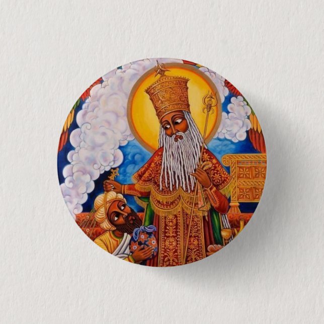 Chapa Redonda De 2,5 Cm Ethiopia Trinity Relgion Jah Rasta Reggae Roots  (Anverso)