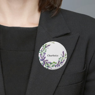 Chapa Redonda De 2,5 Cm Etiqueta de nombre de eucalipto lavanda