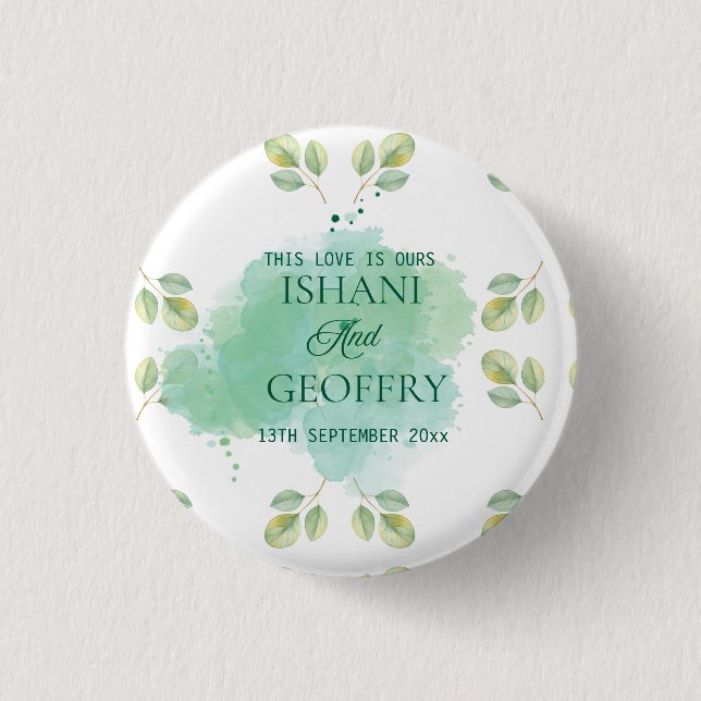 Chapa Redonda De 2,5 Cm Eucalyptus Leaves Greenery Wedding  (Anverso)