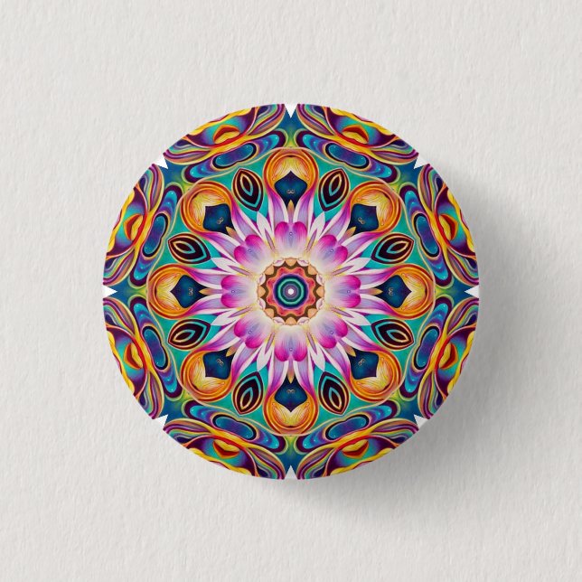 Chapa Redonda De 2,5 Cm Evening Lotus Mandala Button (Anverso)