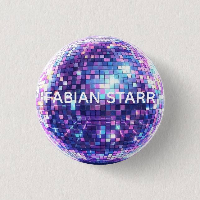 Chapa Redonda De 2,5 Cm Fabian Starr DISCO BALL Button (Anverso)