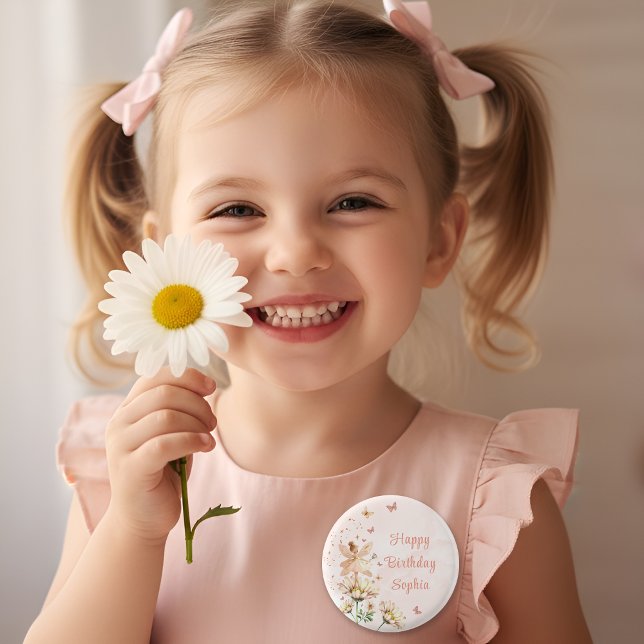 Chapa Redonda De 2,5 Cm Fairy Garden Girl Birthday Party (Subido por el creador)