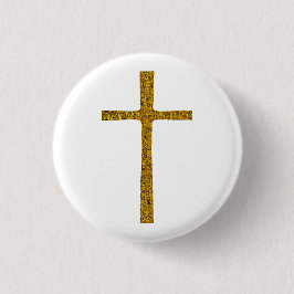 Chapa Redonda De 2,5 Cm Faith Cross Gold