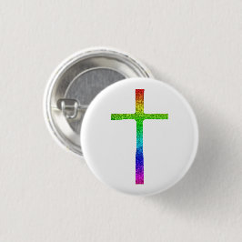 Chapa Redonda De 2,5 Cm Faith Cross Rainbow