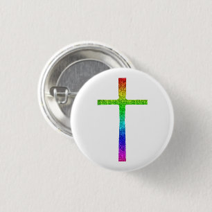 Chapa Redonda De 2,5 Cm Faith Cross Rainbow