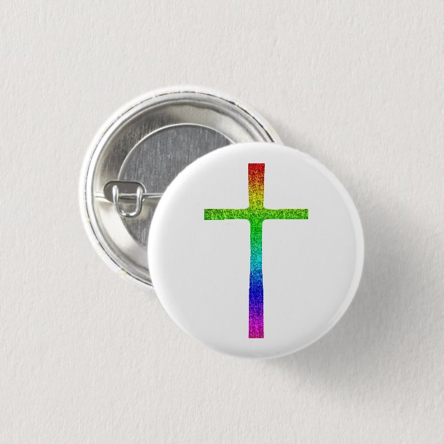 Chapa Redonda De 2,5 Cm Faith Cross Rainbow (Anverso y reverso)