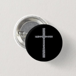 Chapa Redonda De 2,5 Cm Faith Cross Silver