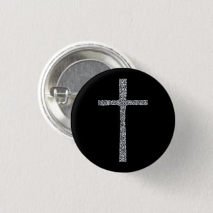 Chapa Redonda De 2,5 Cm Faith Cross Silver