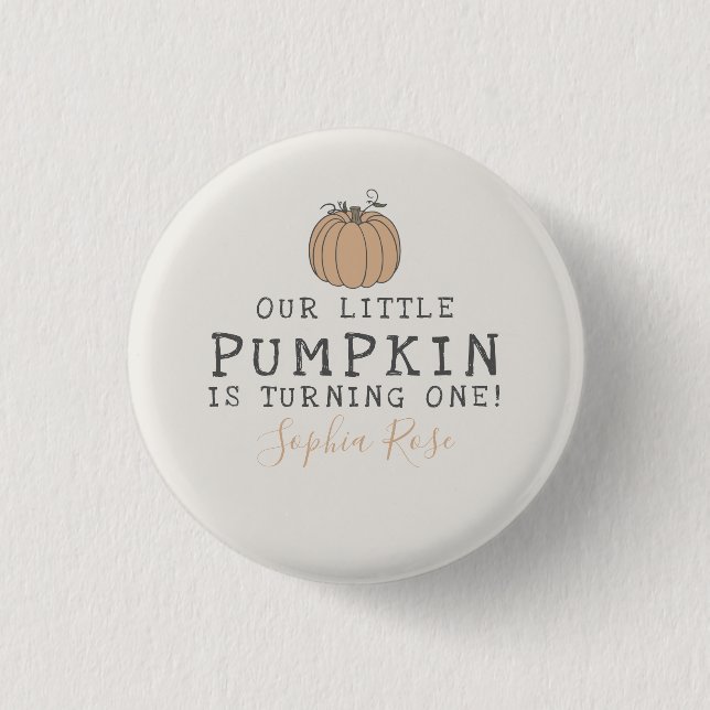 Chapa Redonda De 2,5 Cm Fall Little Pumpkin cumpleaños favor (Anverso)